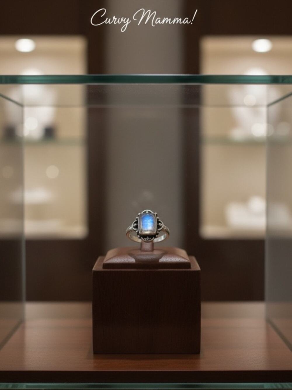 925 Silver Moonstone Square Ring - Iridescent